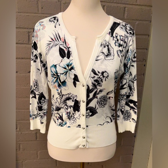 White House Black Market Floral Cardigan S - Picture 1 of 12